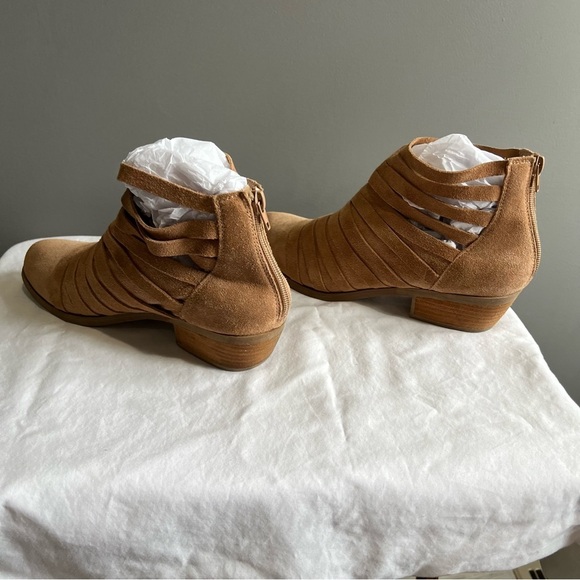 Carlos By Carlos Santana Breckin Strappy Leather Suede Booties 8.5 Tan - Picture 5 of 12